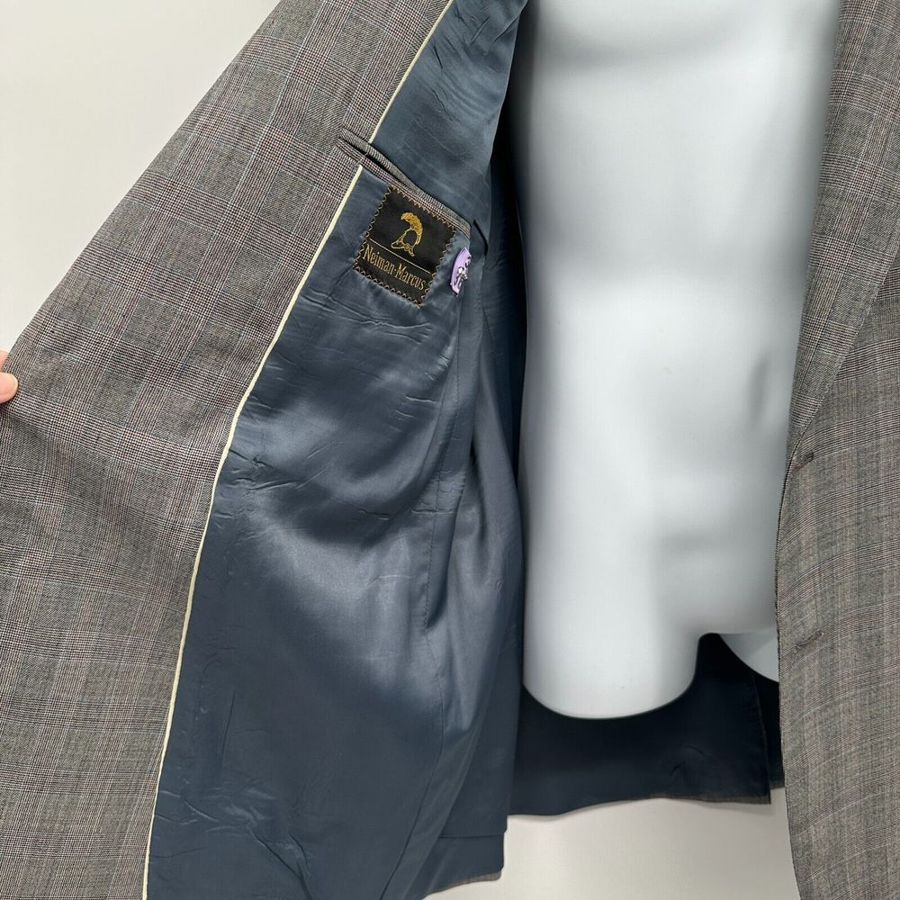 Vintage 70s Neiman Marcus Blazer Vest Mens Size 46 Extra Long Glenurquhart Check - Picture 6 of 16